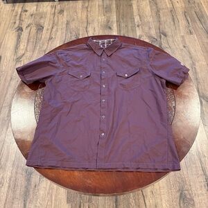 Kuhl Stealth Short Sleeve Button Up Nylon Shirt Mens Large Pockets Burgundy XXL